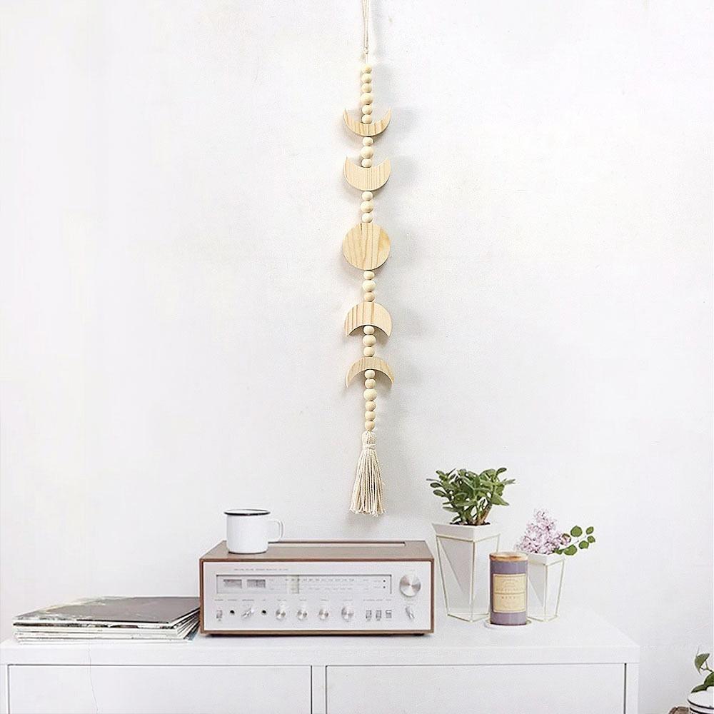 Wooden Boho Tassel Pendant Beaded Home Wall Pendant Boho Wall Decoration Living Room