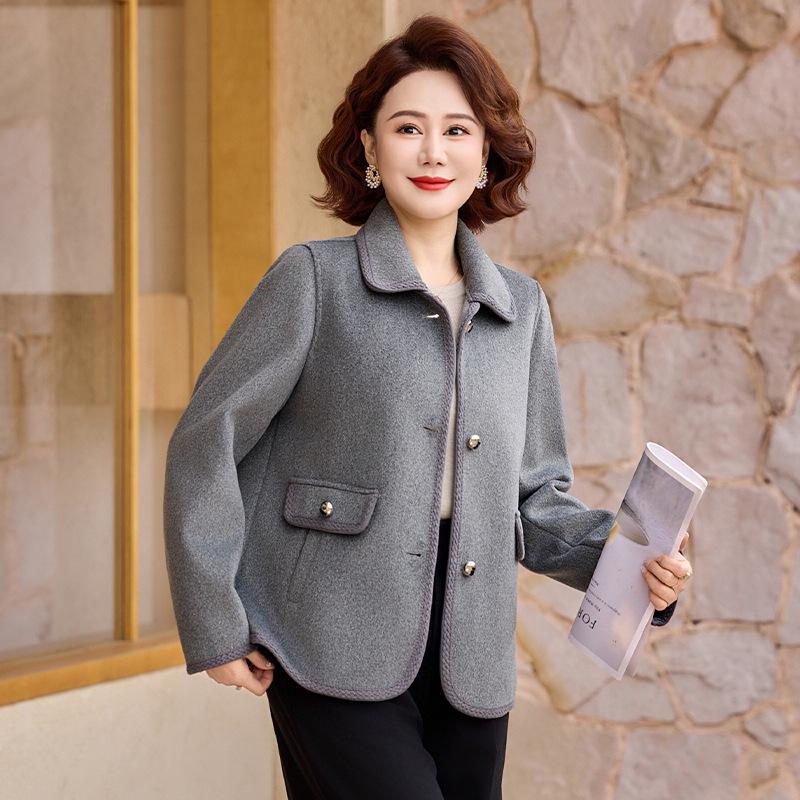 

Mom s Stylish Double-Sided Woolen Coat for Middle-Aged and Elderly Women - 2026 Spring & Autumn Collection 3XL for 125-135 jin сірий колір