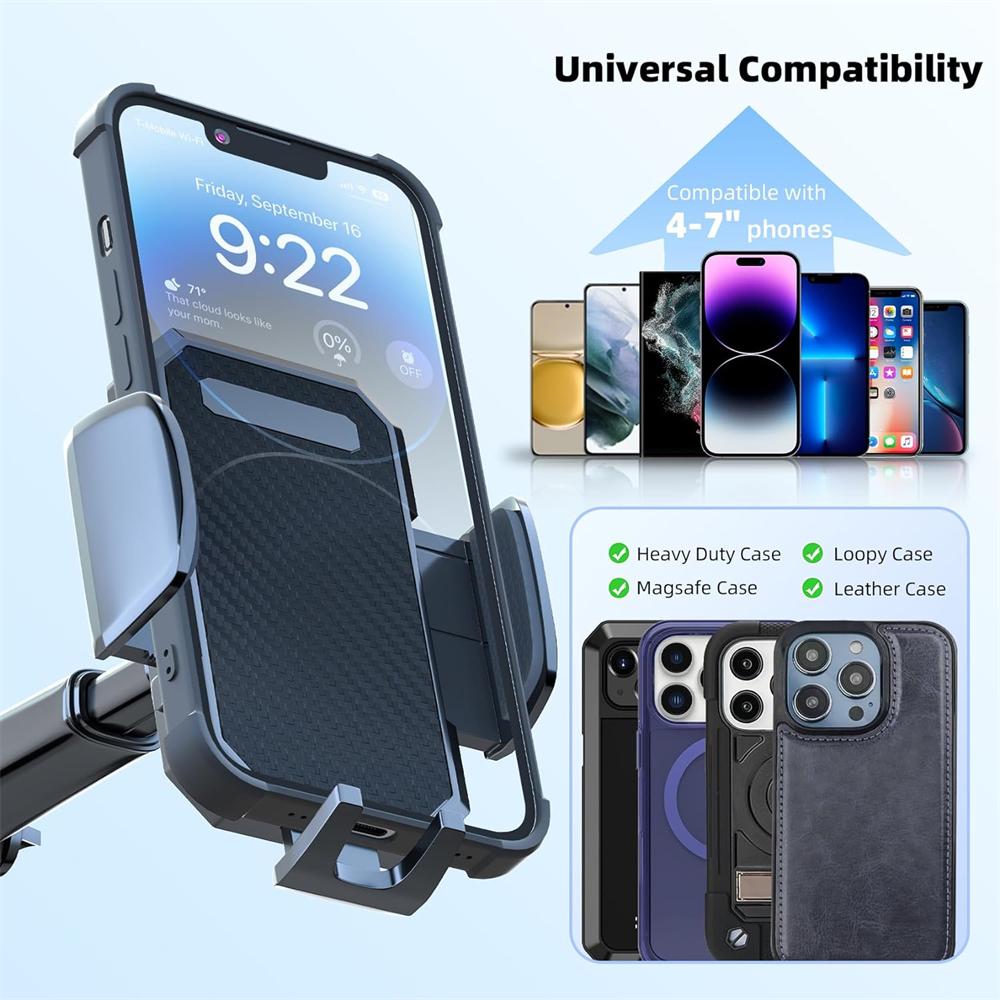 Phone Mount for Car, 3in1 Long Arm Suction Cup Holder Universal Cell Phone Holder Mount Dashboard Windshield Vent Compatible with All Smartphones