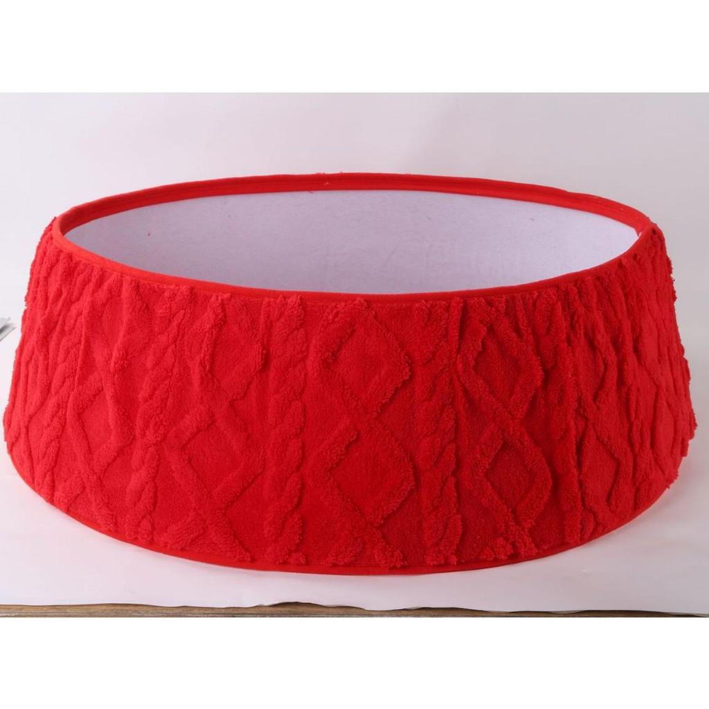 Vertical Diamond Plush Knitted Christmas Tree Skirt with Holiday Ornaments