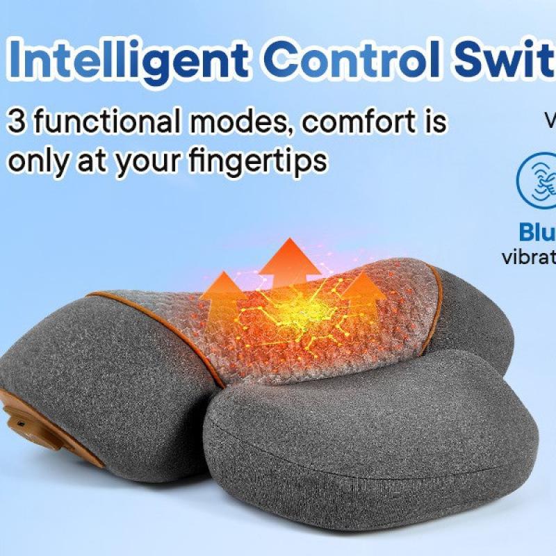 3-in-1 Heated Neck Support Pillow with Traction and Shoulder Pain Relief Massager