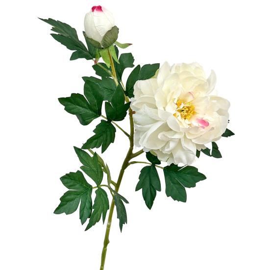 Artificial Peony Flower, Realistic 2 Heads Faux Peony with 1 Bud, 29.9" Fake Peony Bouquet with Stem for Wedding Centerpiece, DIY Home Table Vase