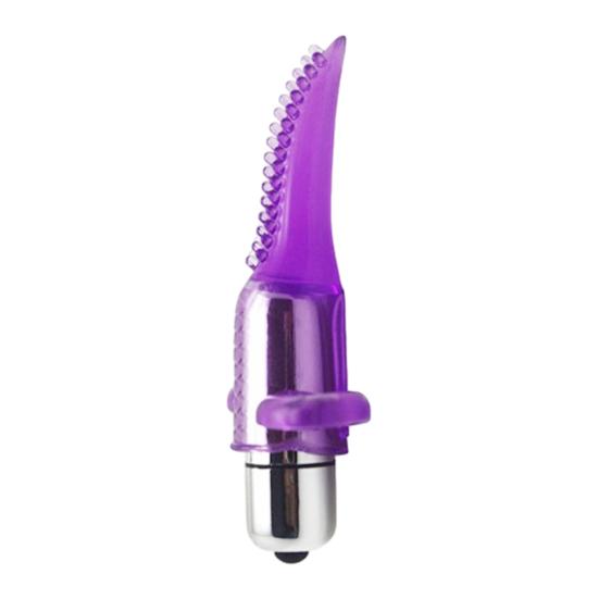 Tongue Shaped Finger Vibe Waterproof Finger Stimulator Mini Battery Operated Vibration Massager Tool with Dots