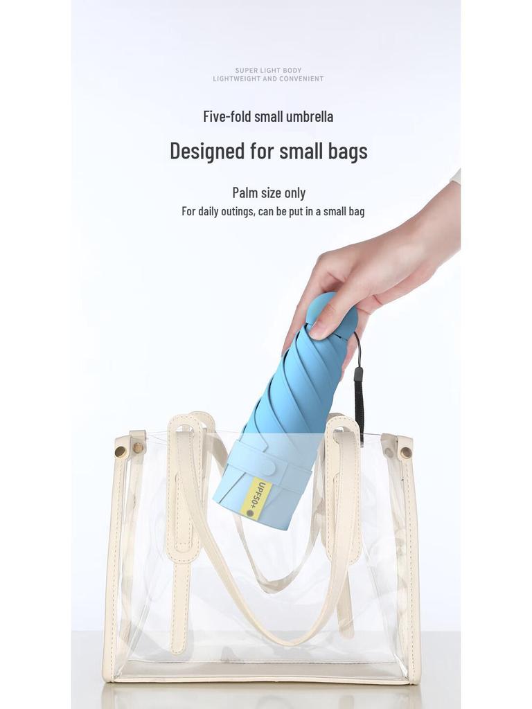 Compact Dual-Use Mini Umbrella: Anti-UV, Rainproof, Five-Fold Sunshade