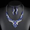 2022 Summer New European and American Necklace Earrings Two-Piece Set Vintage Crystal Contrast Fashion Pattern Factory Direct Sale