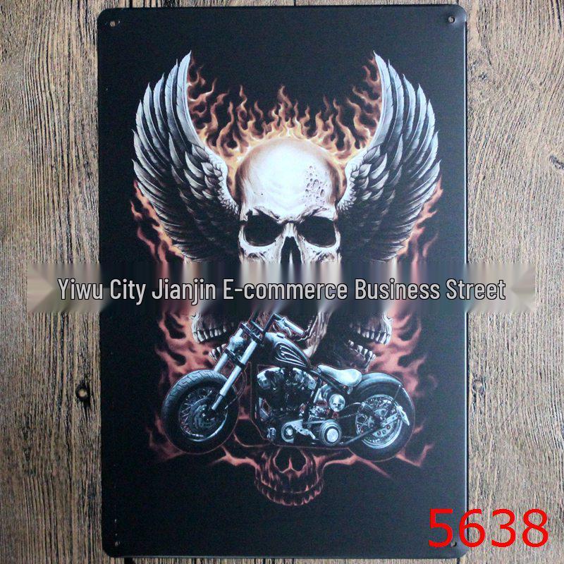 Retro Motorcycle Tin Painting for Home Decor - Frameless Wall Art for Bar or Hotel