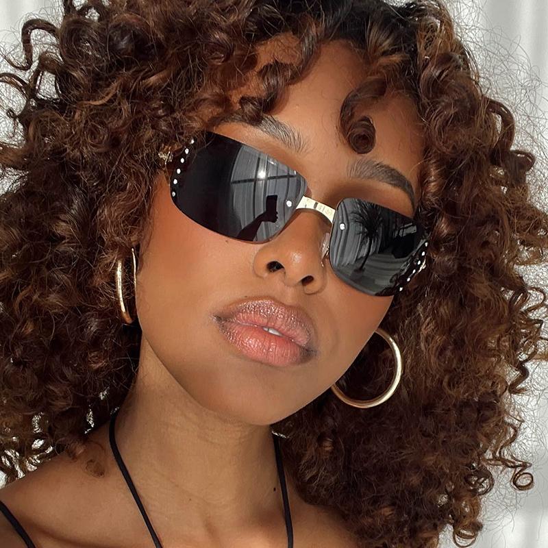 Wrap Around Y2K Sunglasses for Women Men Fashion Star Rimless Sun Glasses Cool Girls Punk Goggles Trendy Shades