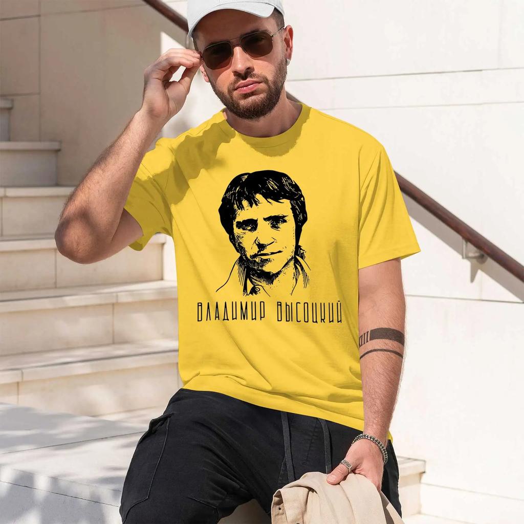 Vladimir Vysotsky 2026 fashion heavyweight hot selling retro printed pattern fun round neck T-shirt for daily comfort