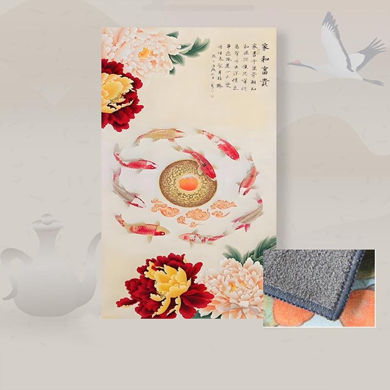 30*18Cm High-End Tea Towel With Retro Style And Colorful Painting, Special Tea-Drinking Cloth, Premium Tea Set