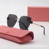 Vintage Trimming Gradual Change Color Small Fragrant Style Fashion Sunglasses Women'S Large Frame Tide Anti-Ultraviolet Sunglasses