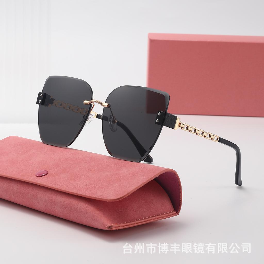 Vintage Trimming Gradual Change Color Small Fragrant Style Fashion Sunglasses Women'S Large Frame Tide Anti-Ultraviolet Sunglasses