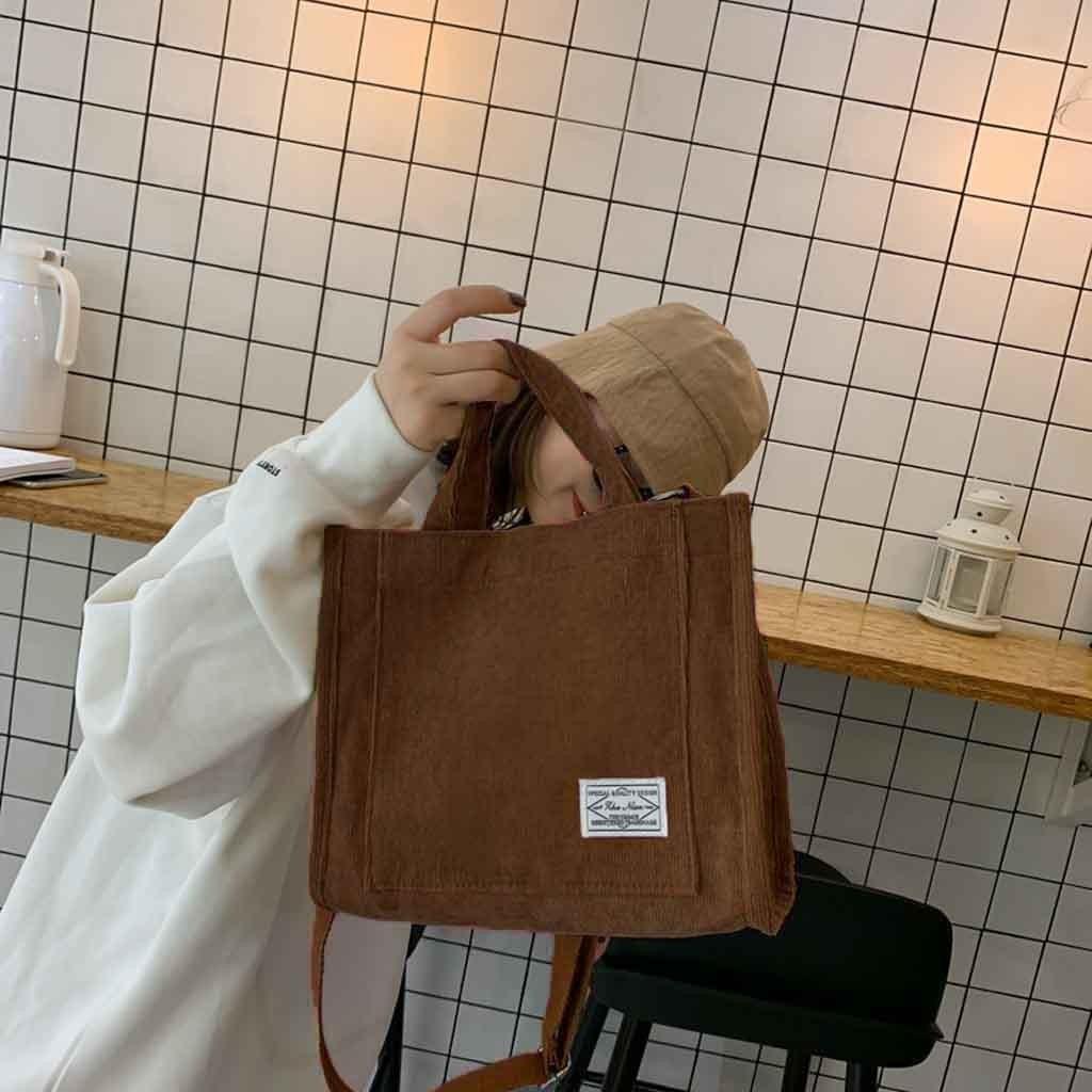 Women's  Canvas Bag Corduroy Handbag Fashion Casual Shoulder Messenger Bag