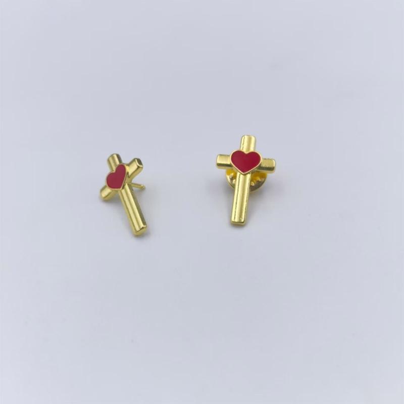 Pack of 10 Enamel Crosses Heart Pin with Secure Clasp for Confident Adornment Lapel Accessory for Everyday Wear