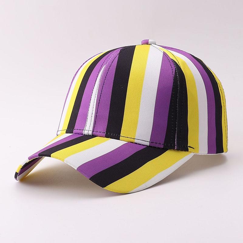 Color Block Baseball Cap Gradient Rainbow Striped Sun Hat Adjustable Unisex