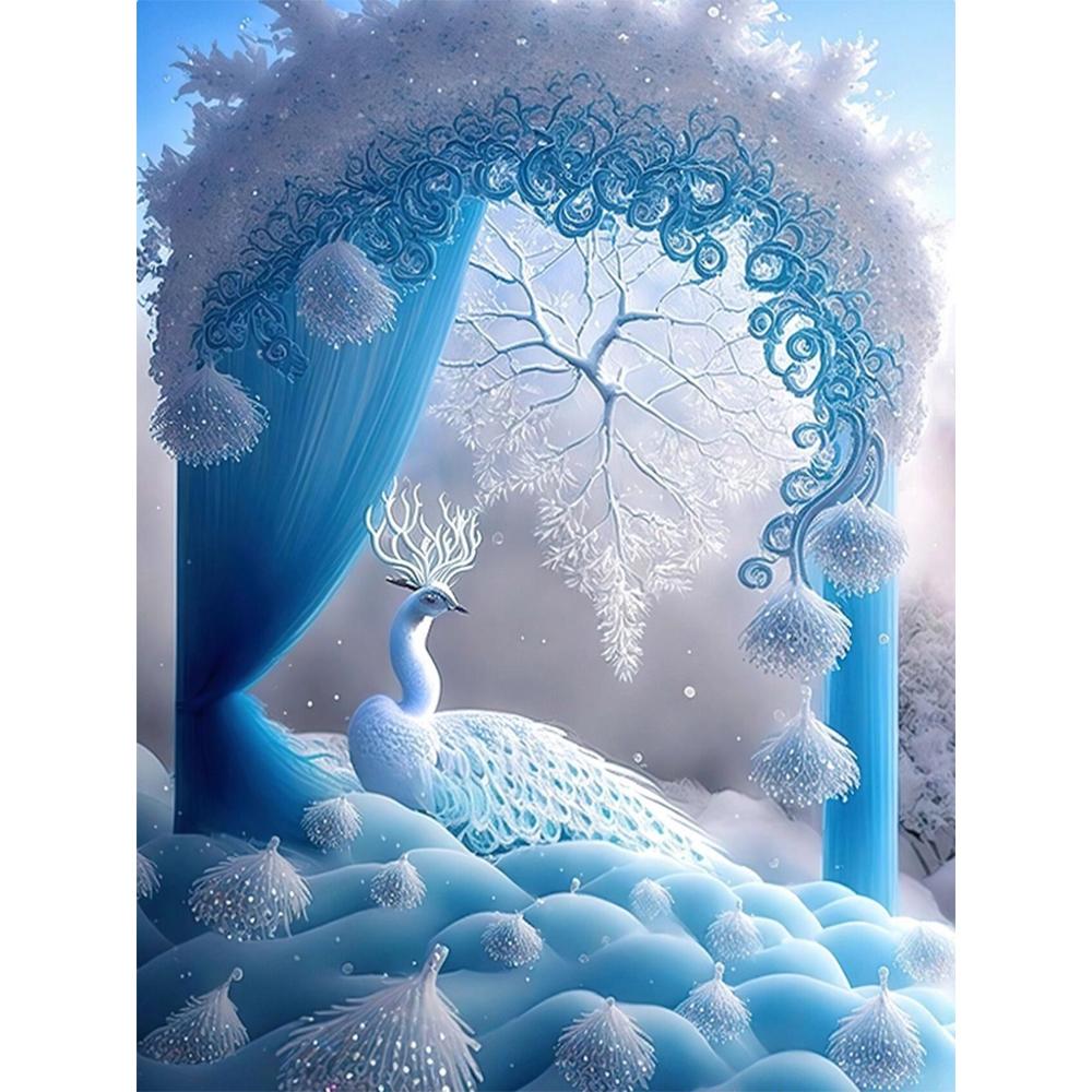 New Collection 2024 Dream Blue Peacock Diamond Painting Mosaic Cross Stitch Embroidery Animals Pictures Home Decoration J3961