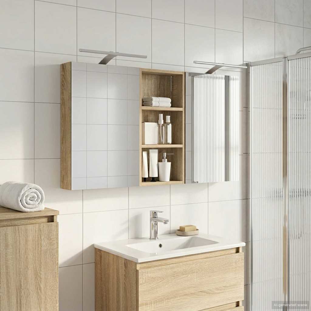 Bathroom Cabinet Set 3 Pcs 110 X 10.5 X 60.5 Cm Engineered Wood