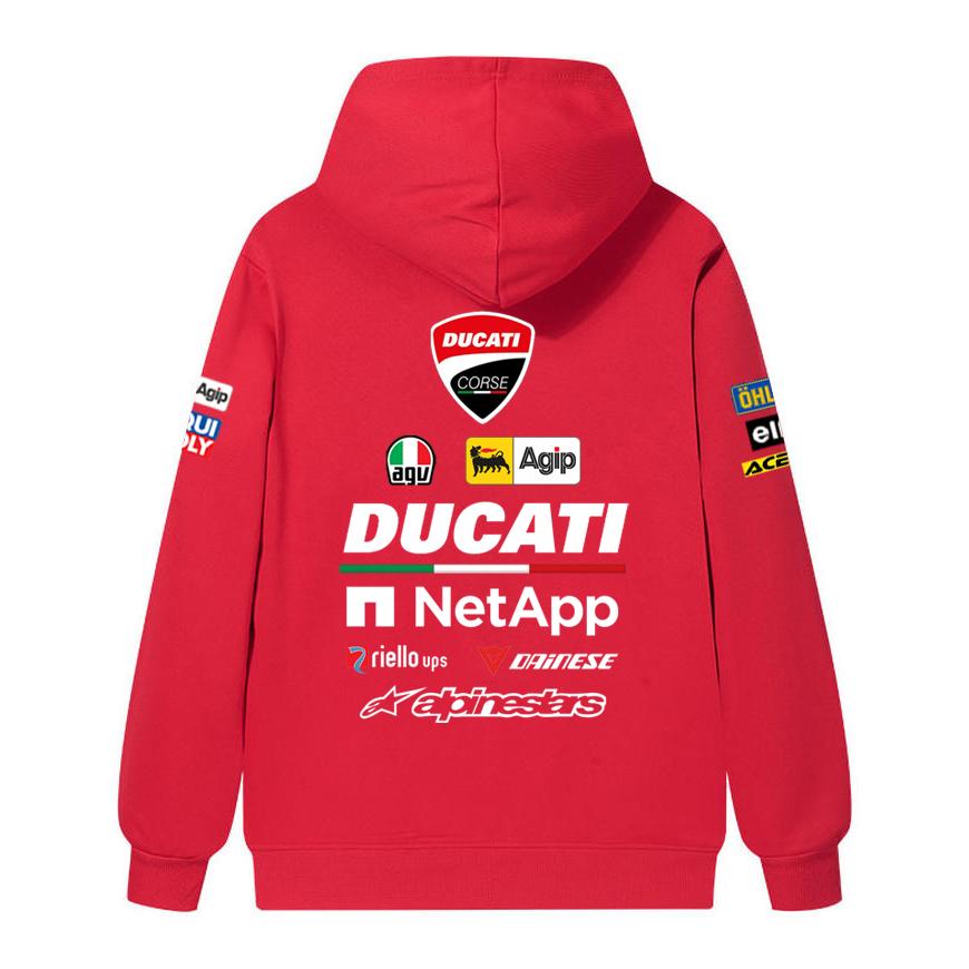 Ducati Felpa Corse MotoGP Racing, Unisex Oversize Streetwear Pullover con Stampa Completa Logo Sponsor
