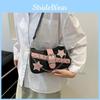 2024 New Korean Style Armpit Bag Women's Street Fashion Denim Shoulder Bag Casual Small Square Bag Personality Chain Bag Trendy Black