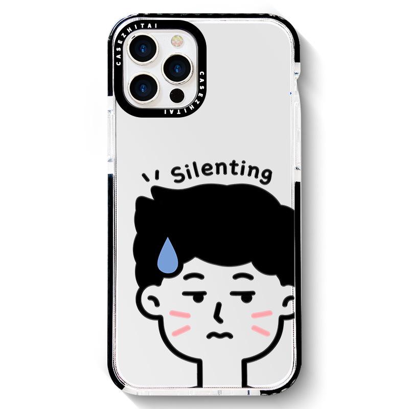 

Мультяшный силиконовый чехол Zhitai для iPhone 16Pro, 14, 15 и 12ProMax, черный и двухцветный, дизайн для пары iPhone 15 Pro Max