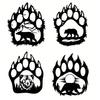 Farmhouse Style Wall Art Metal Hollow Out Bear Art, Rustic Forest Landscape Hanging Sculpture with Paw Handmade Wooden Decoration Prints,