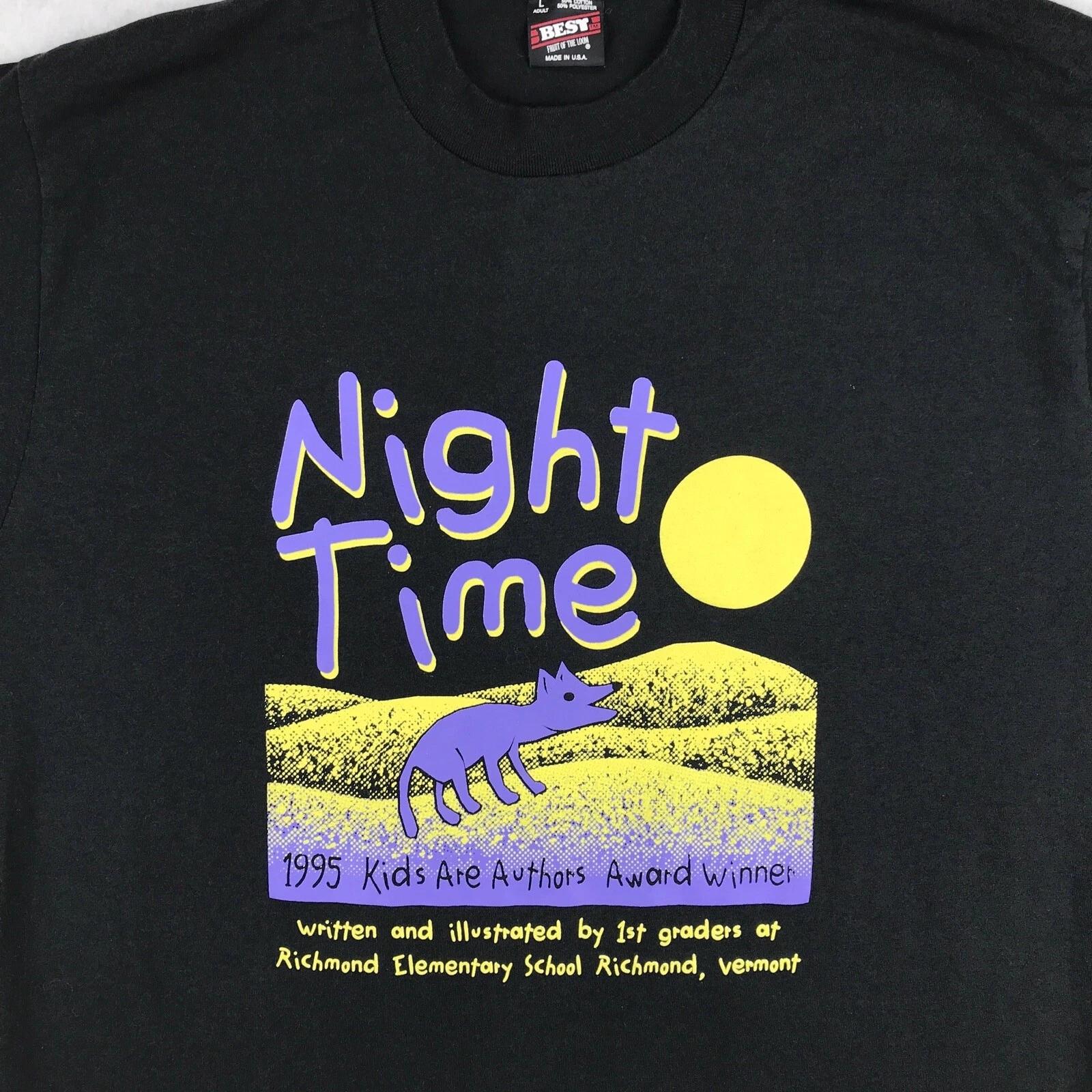 

vtg 90s KIDS ARE AUTHORS NIGHT TIME RICHMOND VERMONT T-Shirt LARGE single stitch M