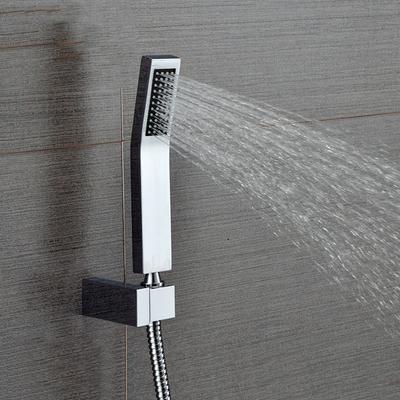 Copper Alloy Chrome-plated Square Hand Shower Set with ABS Hand Shower Stand Stainless Steel Hose Bathroom Shower Accessories