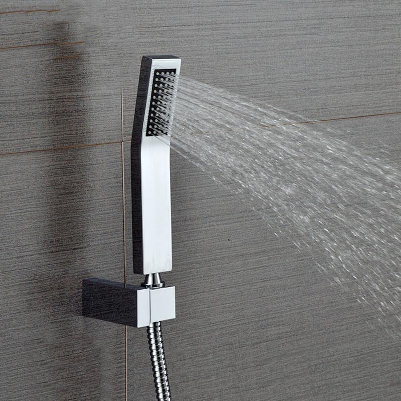 Copper Alloy Chrome-plated Square Hand Shower Set with ABS Hand Shower Stand Stainless Steel Hose Bathroom Shower Accessories