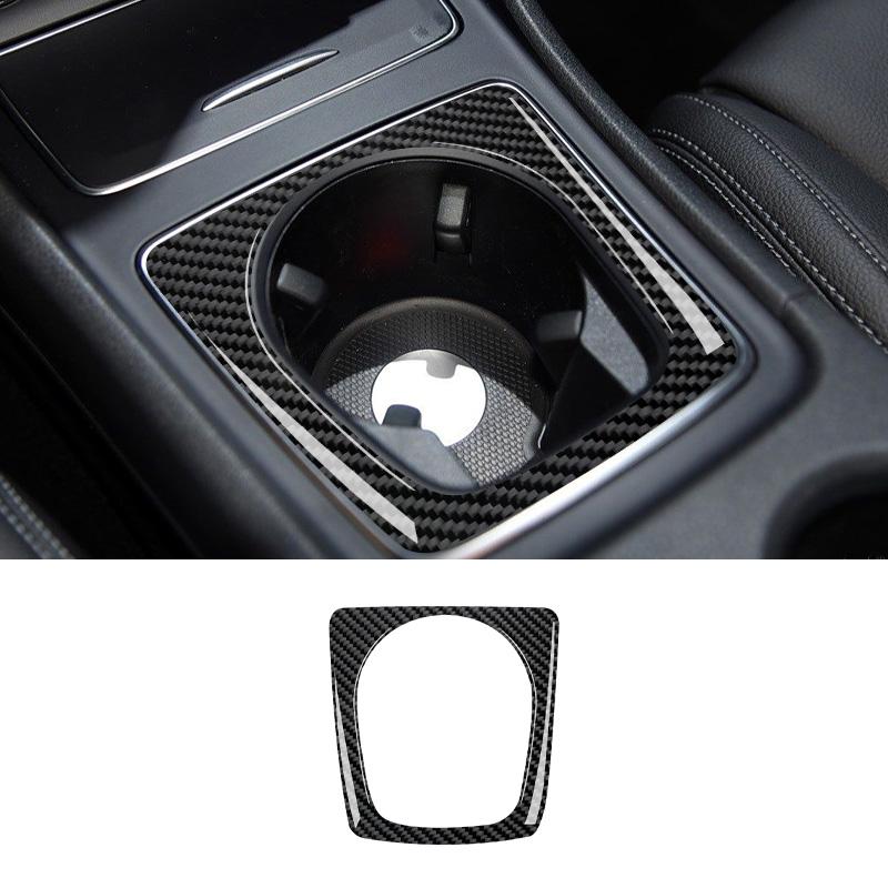 Real Carbon Fiber For Mercedes-Benz CLA 2014-2018 Car Central Control Water Cup Holder Panel Frame Sticker Car Accessories