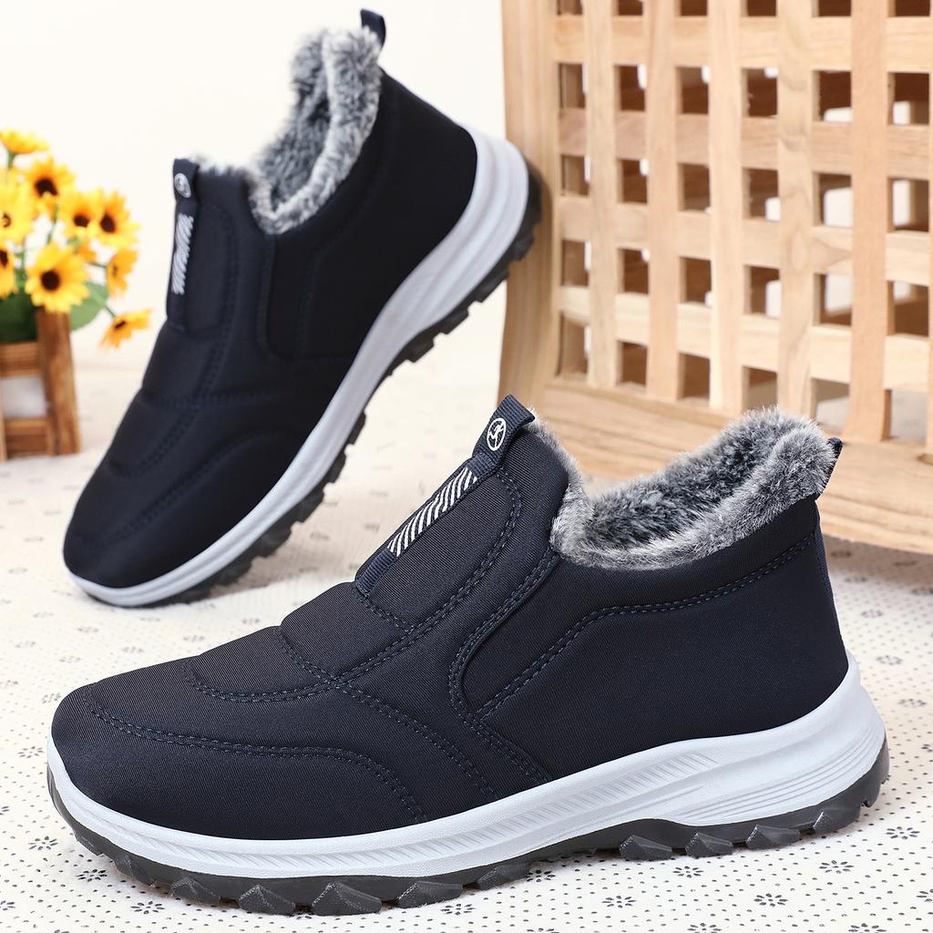 Cotton Shoes Winter Women's Shoes Velvet Thickened Cotton Boots One Pedal Mother Shoes Large Size Short Boots Couple Old Man Shoes