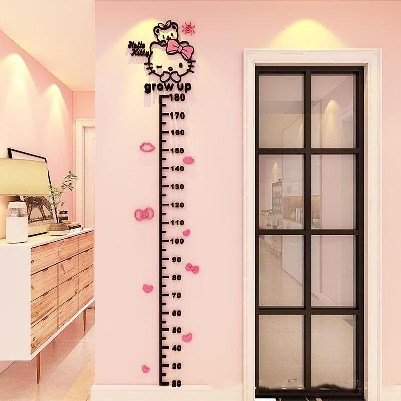 SEE KEAN Kids Hello Kitty 3D Acrylic Height Chart Wall Sticker