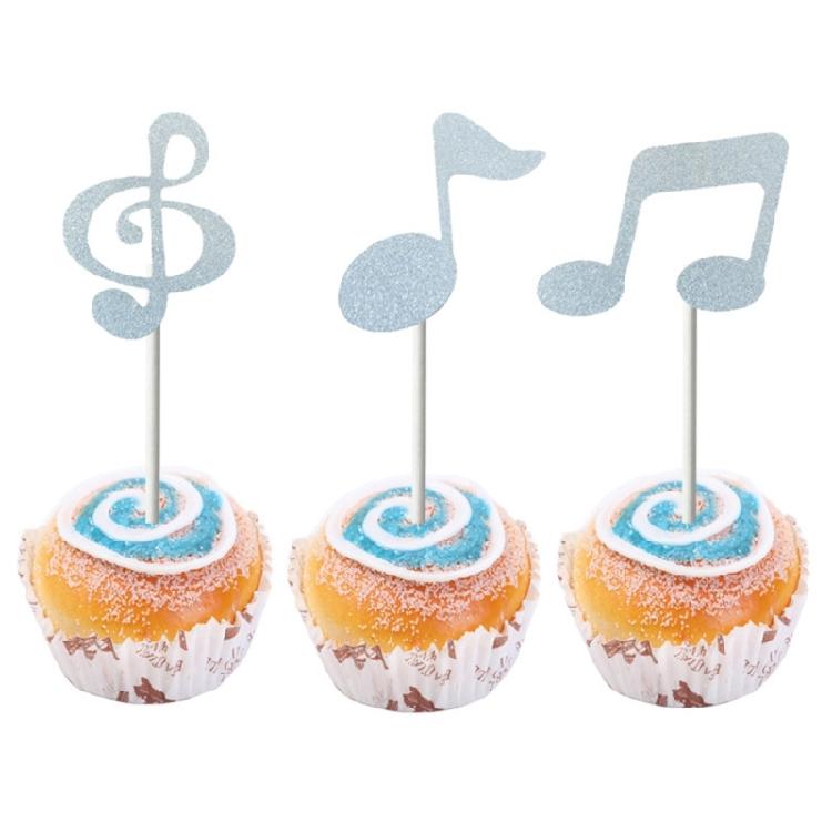 Musical Theme Party Decoration Quaver Shaped Cake Insert Safe Paper Craft Eighth Note Toppers For Dessert Display