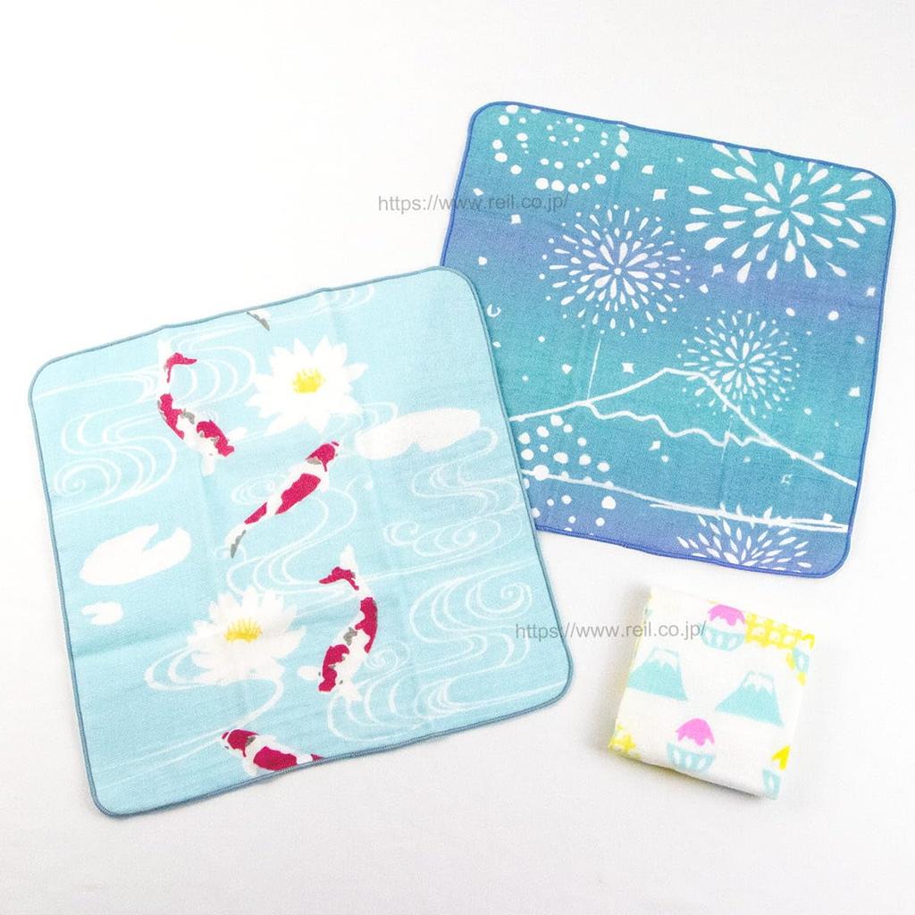 Nisshin Shoko Japanese Style Seasonal Pattern Summer Fireworks and Fuji Handkerchief Mt. JS-4157