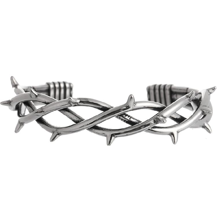 Adjustable Punk Thorn Gothic Bracelet Stainless Steel Construction for Men Women Rebellious Accessory