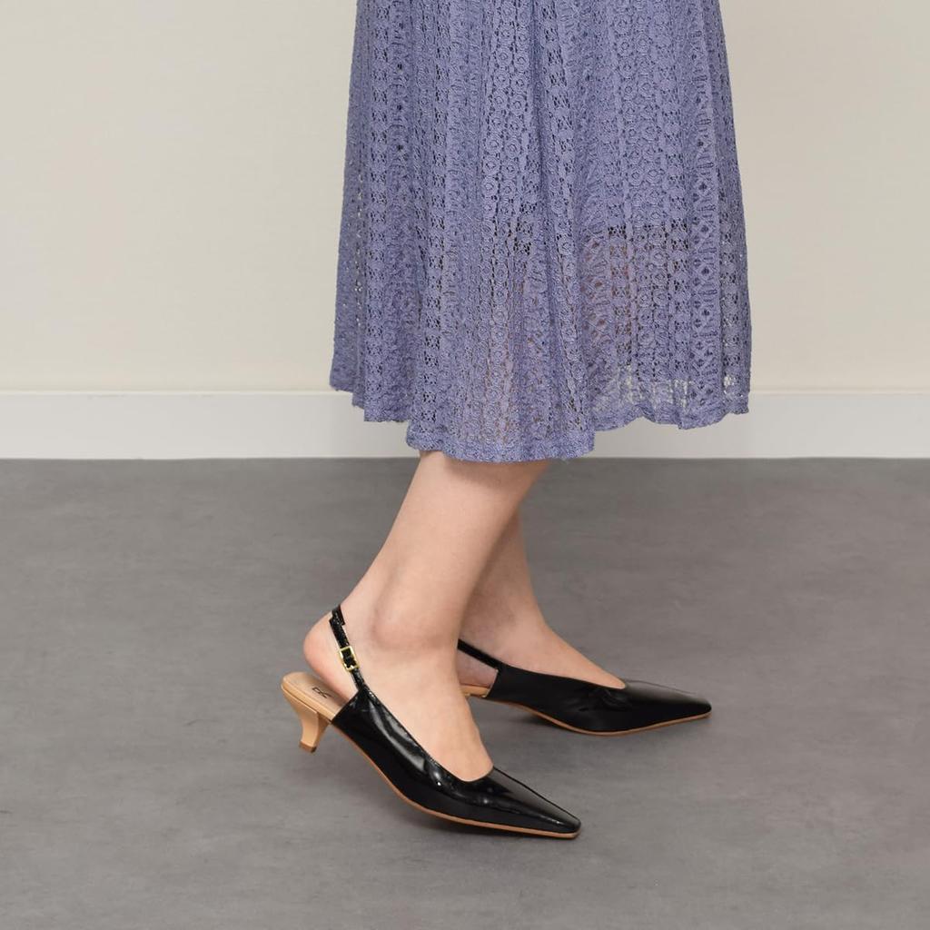 Fabio Rusconi Women's Slim Square Toe Back Band Pumps F41304 Black Combination Size 24.5cm