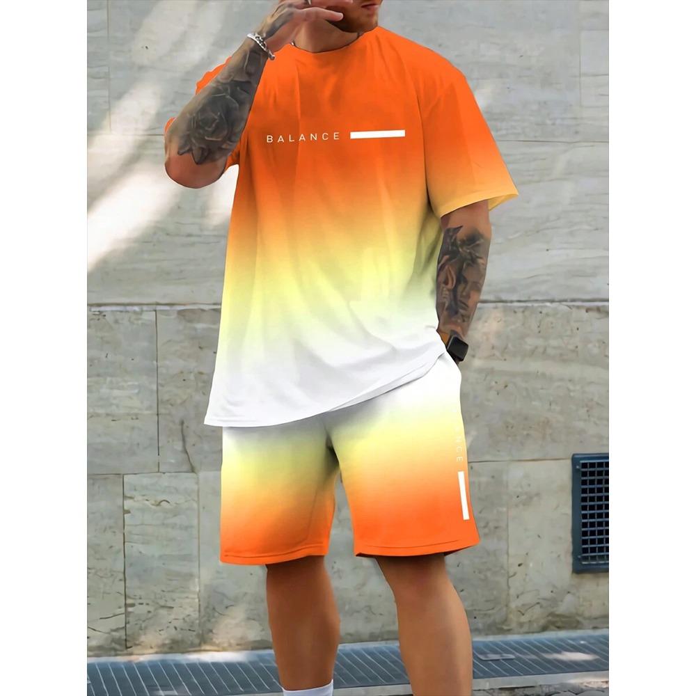 Herren T-Shirt im hawaiianischen Stil Strandhosen Anzug Täglich Lässig Stilvoll Herren Kurzarm Oberteil Outdoor Urlaub Herren Sportshorts