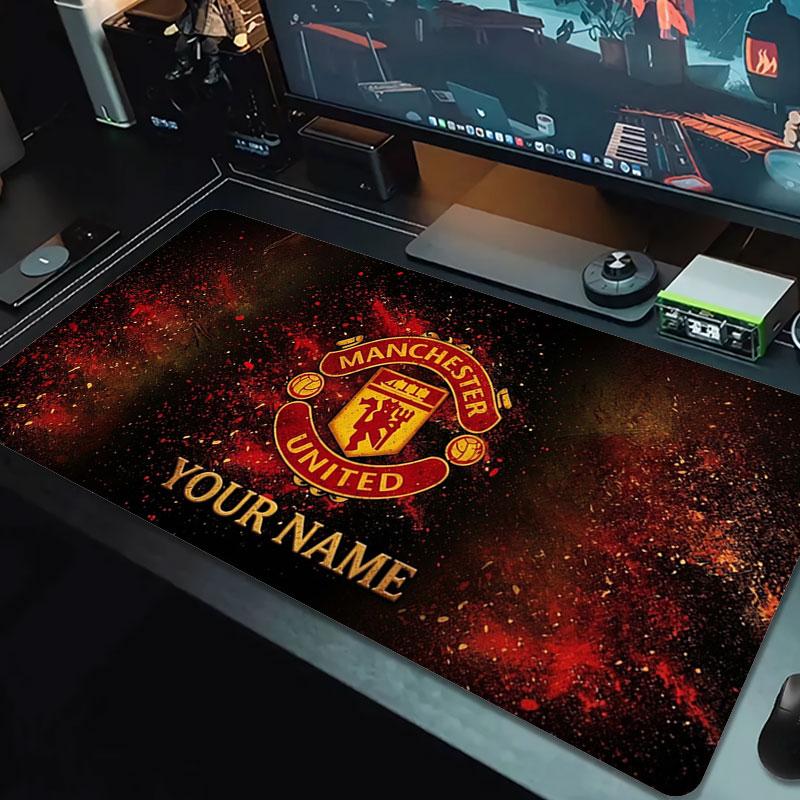 Manchester United F Custom Name Large Size Mouse Pad Large Gaming Table Cushion Non-slip Laptop Tablet Big Mousepad XXL Mat Mini PC Playmat With Lock 