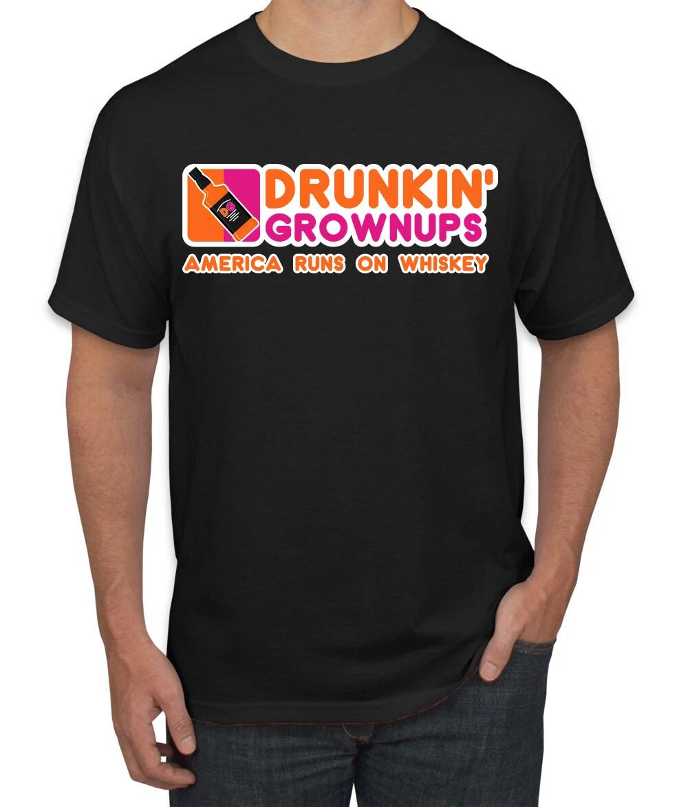 Drunkin Grownups America Runs On Whiskey Men Graphic T- Shirt 2XL