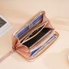 Luxury Leather Long Wallet With Wrist Strap Solid Color Multi Card Holder Large Capacity Phone Handbag Women