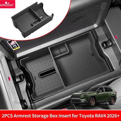 Smabee for Toyota RAV4 2026 Car Center Console Armrest Double-layer Tray Organizer Armrest Storage Box Insert Accessories