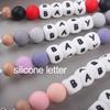 Custom Personalized Name Pacifier Chain English Letters Silicone Clips Mouse Teether Holder Soother Baby Teething Toy Chew Gift