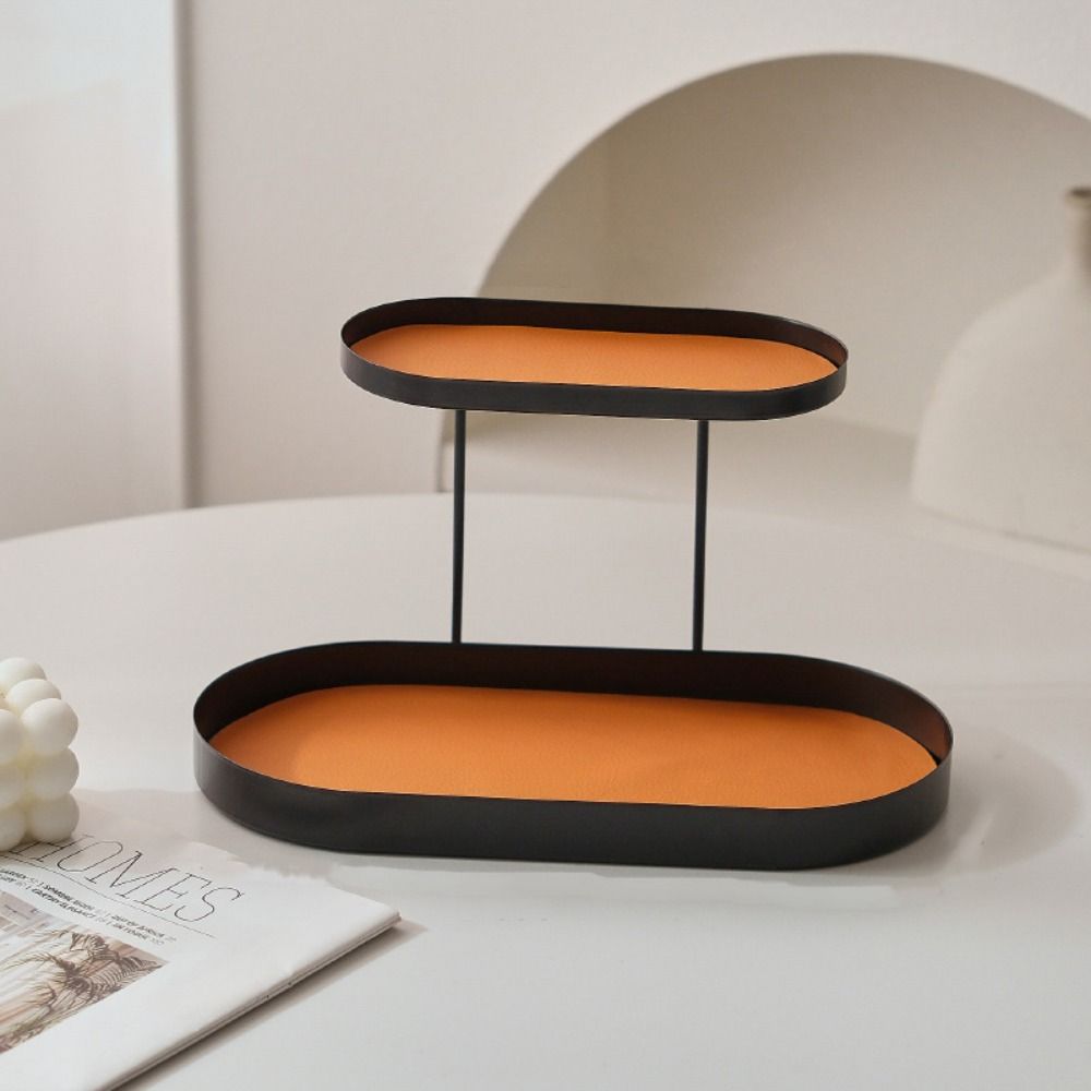 with Leather Cushion Cosmetics Storage Rack Iron Bathroom Shelf Desktop Tray  Washroom