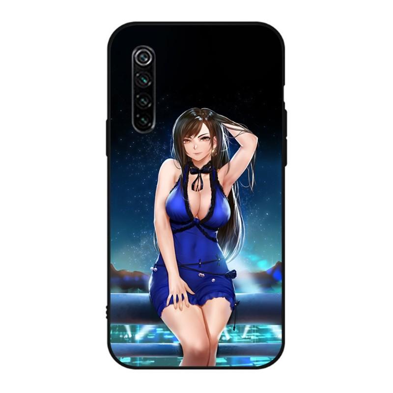 Niedliche Tifa Lockhart Final Handyhülle für Realme GT 2 9i 8i 7i Pro X50 X2 C35 C21 C20 C11 C3 Weiche Schwarze Handyhülle