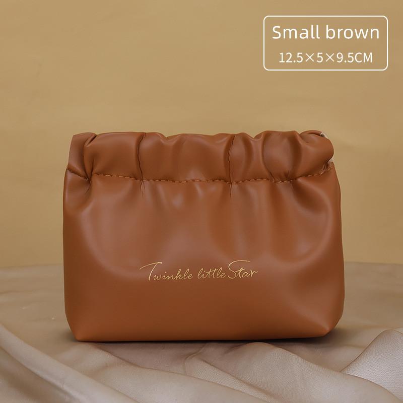 Geantă de machiaj șifonată, cu valoare ridicată, portabilă, impermeabilă, plic roșu de călătorie din PU, geantă de depozitare pentru spălare, mini geantă cosmetică de mână