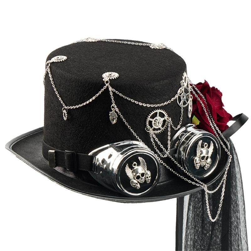 Victorian Style Mesh Caps Gothic Headpiece Adjustable Goggles Headwear Costume Accessories For Theme Parties Halloween
