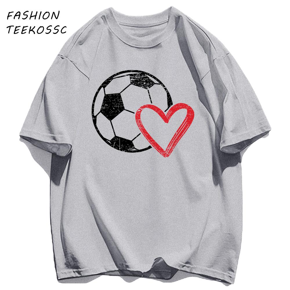 Hollow Out Football Heart Design Print TShirt Men Cotton Crewneck T Shirts Summer Loose Clothes Multicolor Trendy Short Sleeve