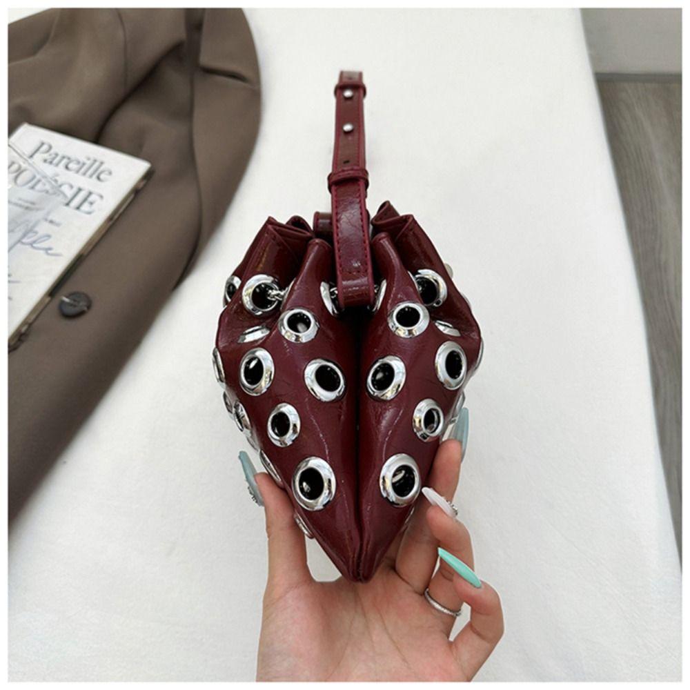 Metal Stud Rivet Shoulder Bag Spicy Girl Drawstring Crossbody Bag Simple Y2k Underarm Bag  Daily