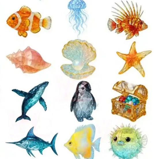 2025 Adventní kalendář s mořským životem 24 dní Vánoční odpočítávací kalendář s tématem oceánu s 24 ozdobami oceánských zvířat pro milovníky oceánu, děti, sběratele