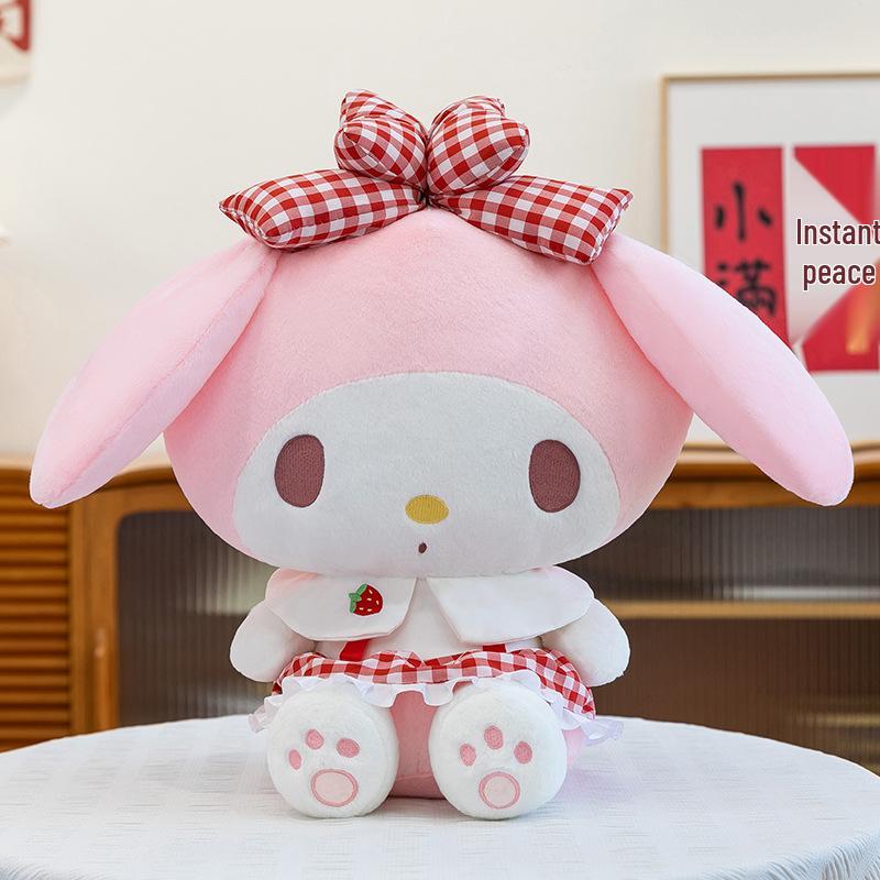 Strawberry Melody Plush Doll - Cute Sleeping Hug Toy for Girls - Rabbit Plush Birthday Gift 45cm