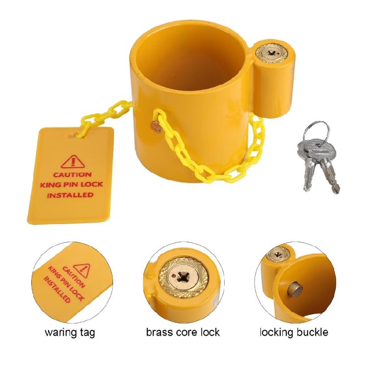 Trailers King Pins Lock with 2 Keys & Caution Label For Standard Fixed King Pins