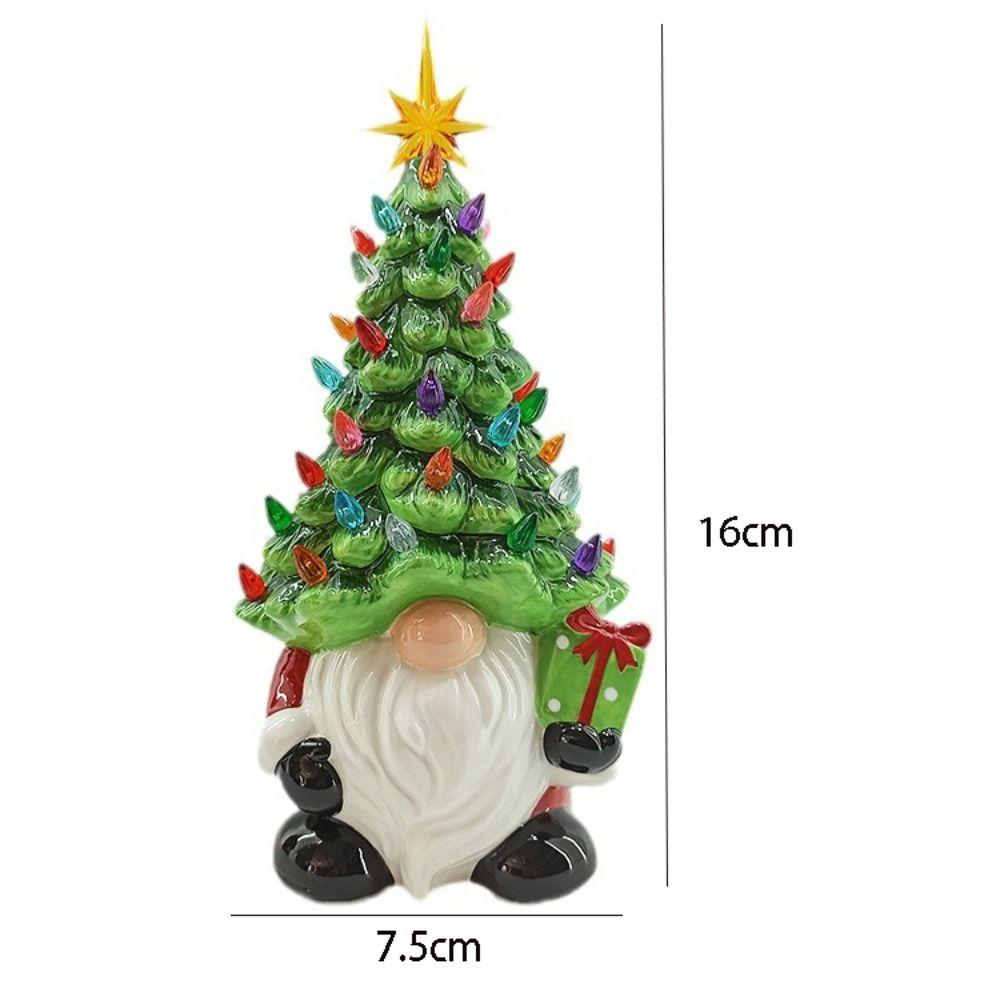 Resin Christmas Dwarf Lantern Creative Miniature Figurine Sculpture Gnome Statue  Gift